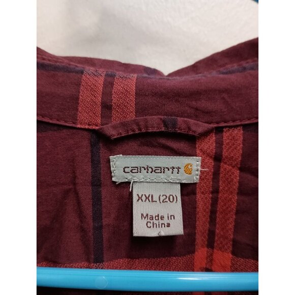 Carhartt Womens Plaid Cotton Shirt XXL Red Long Sleeve Button Up Streetwear - Picture 4 of 10